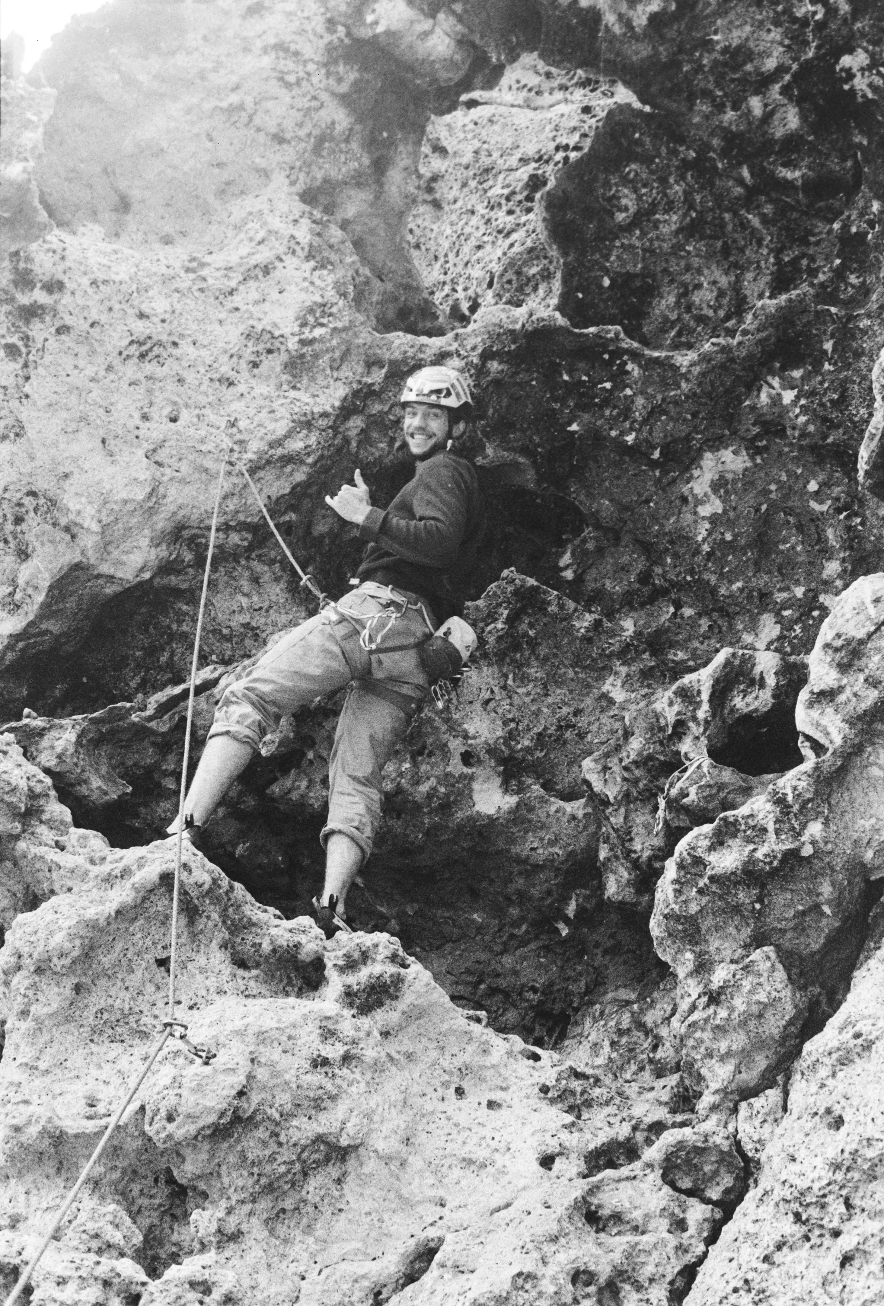 Climbing through a hole